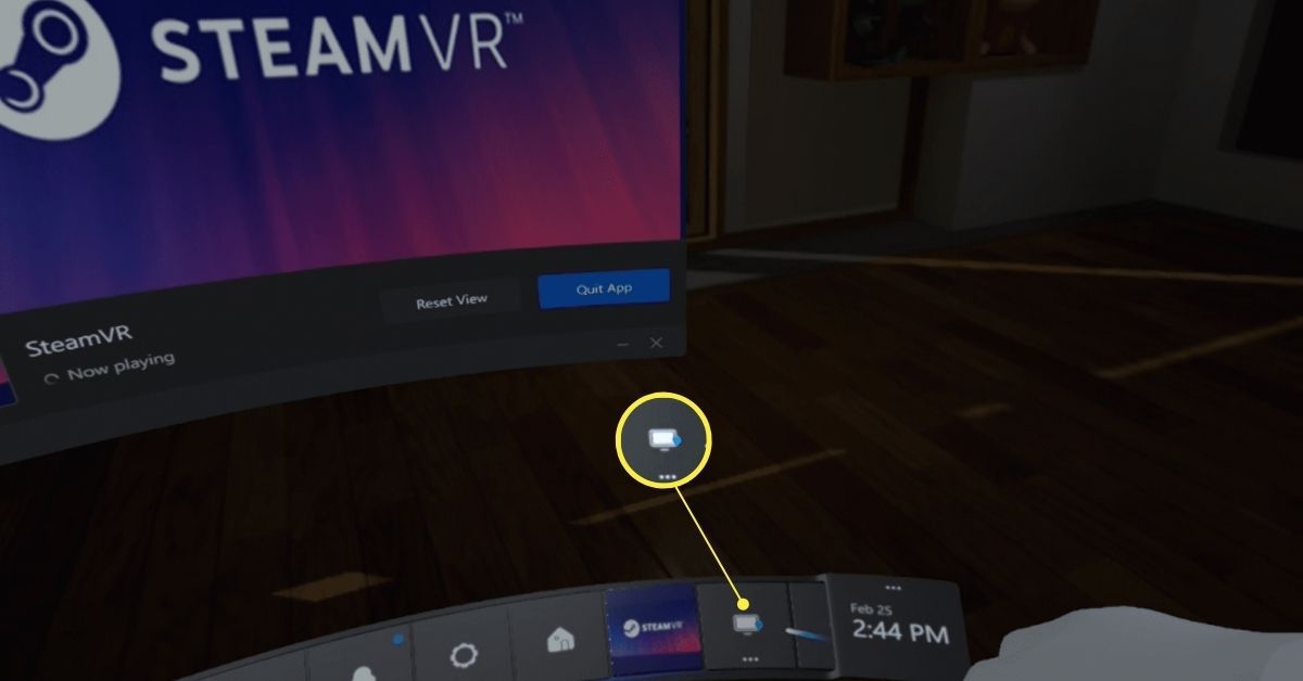 Välja skärmikonen (virtuellt skrivbord) i Steam VR-gränssnittet.