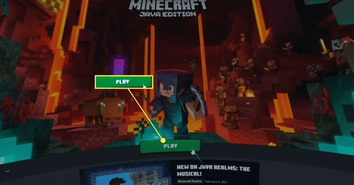 Spela-knapp i Minecraft på Steam VR virtuella skrivbord.