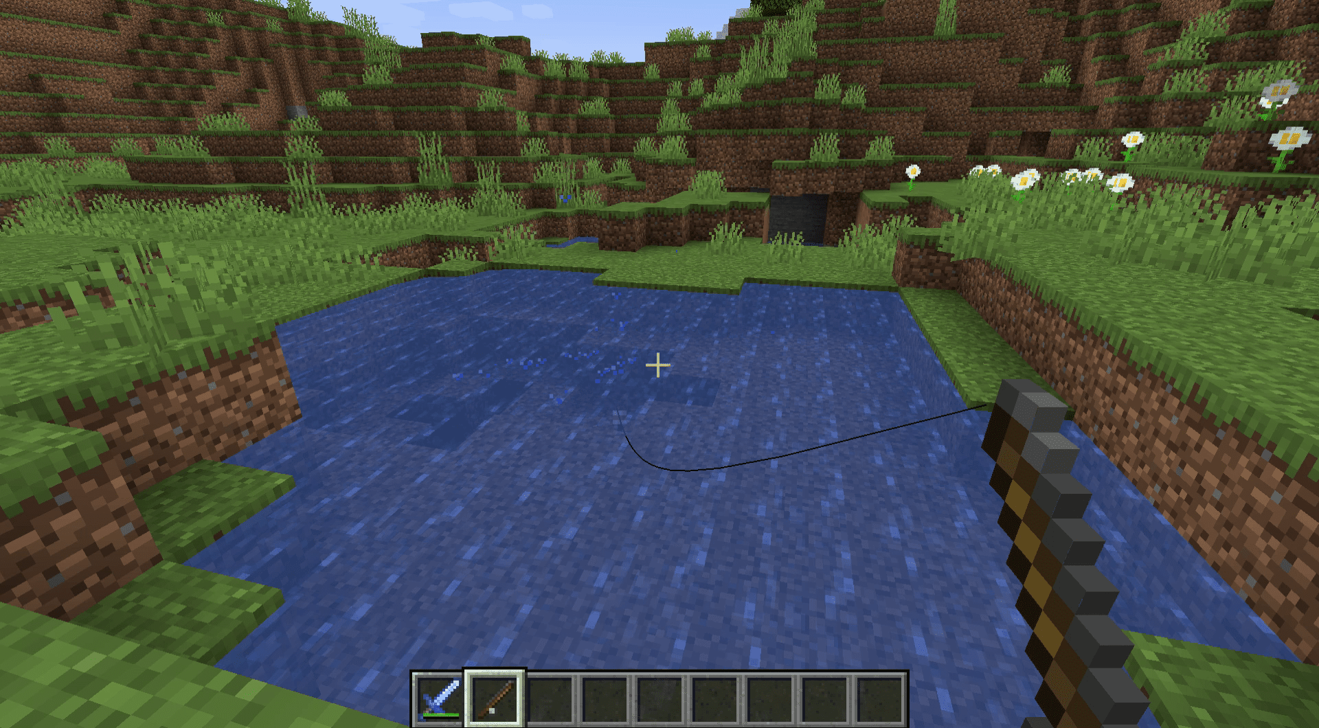 En skärmdump av rullning i en fisk i Minecraft.