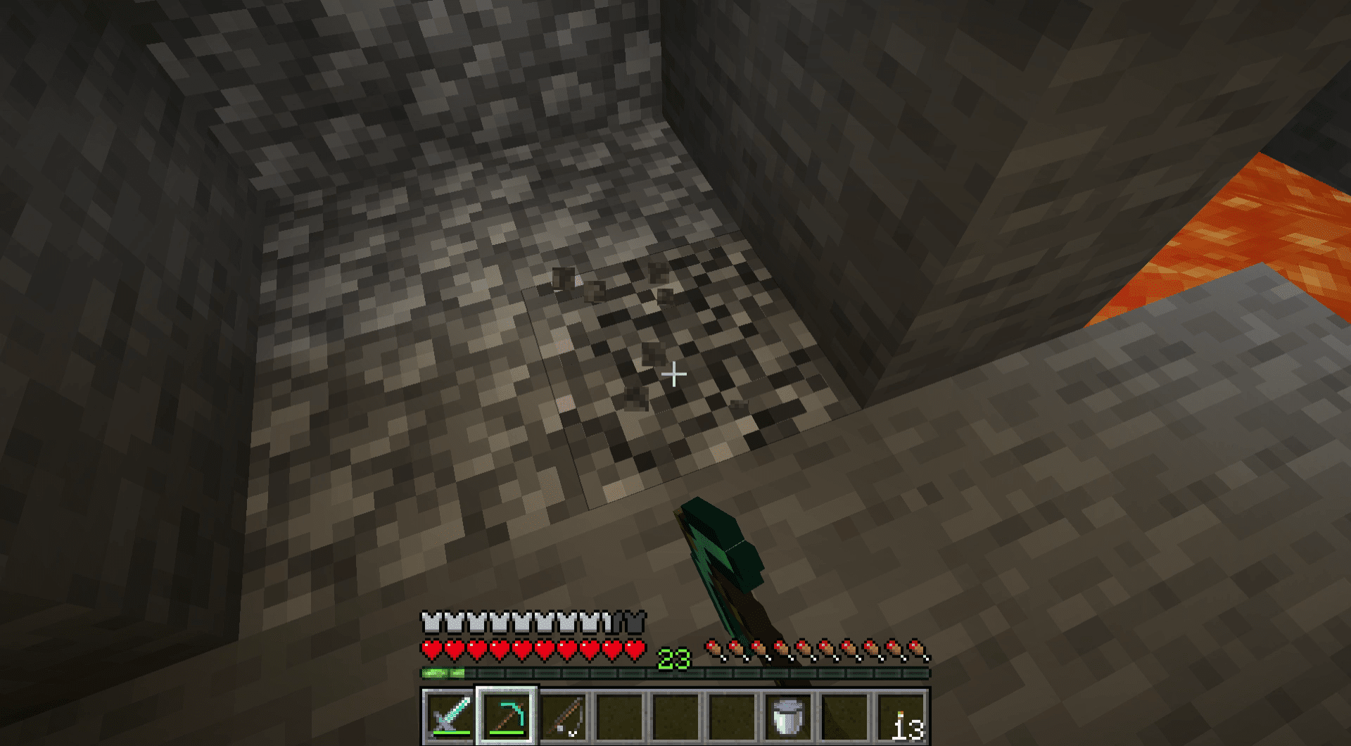En skärmdump av gruvdrift i Minecraft.
