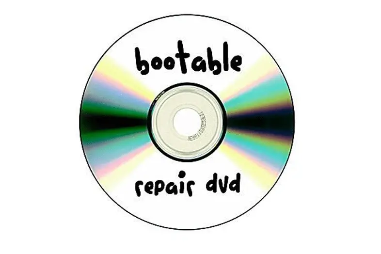 Bild på en CD som läser startbar reparations-DVD