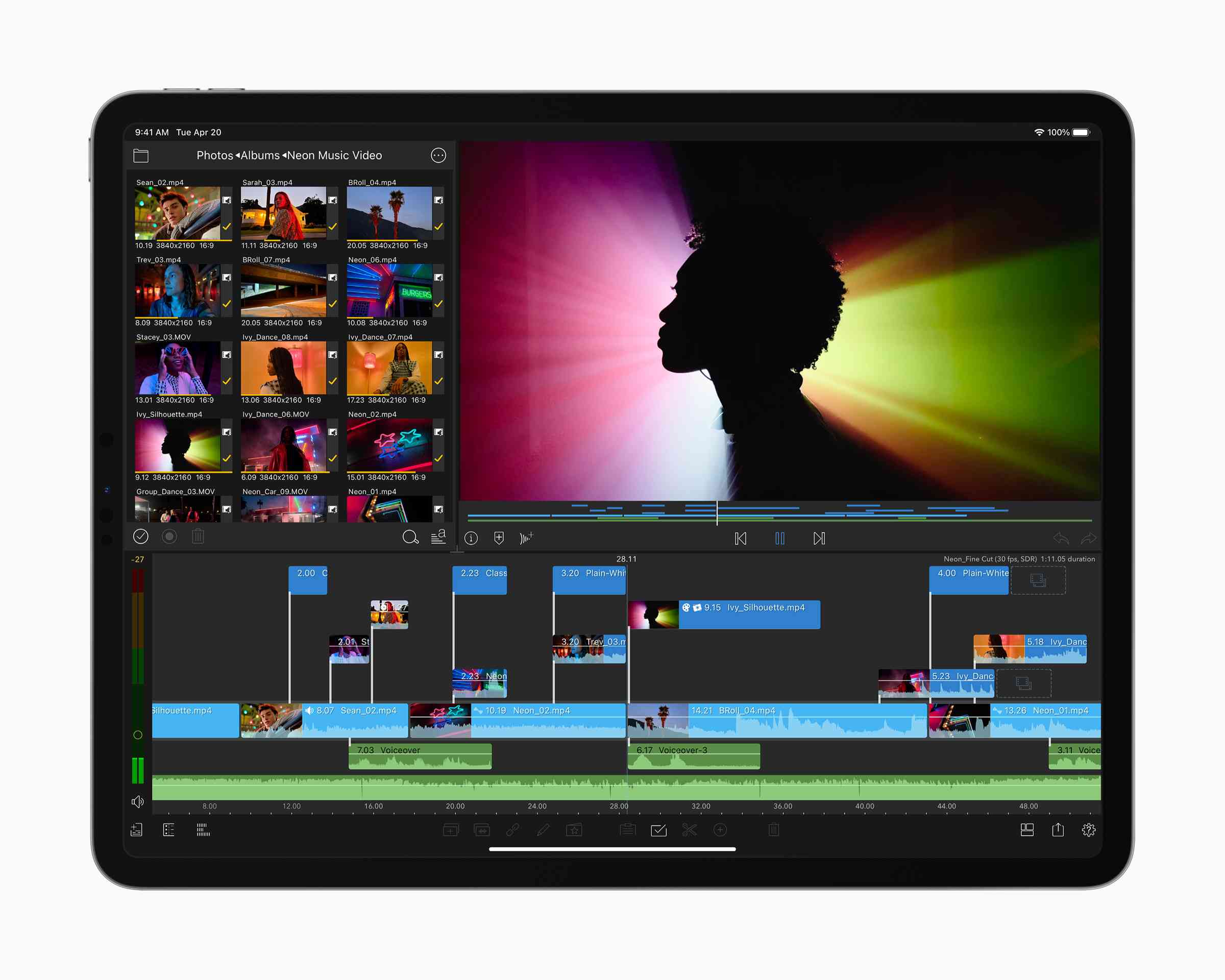 M1 iPad Pro som kör LumaFusion-videoredigeringsappen