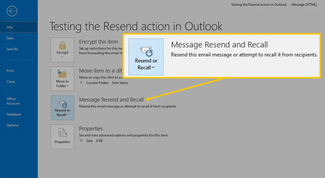 Meddelande Skicka och återkalla-knappen i Outlook