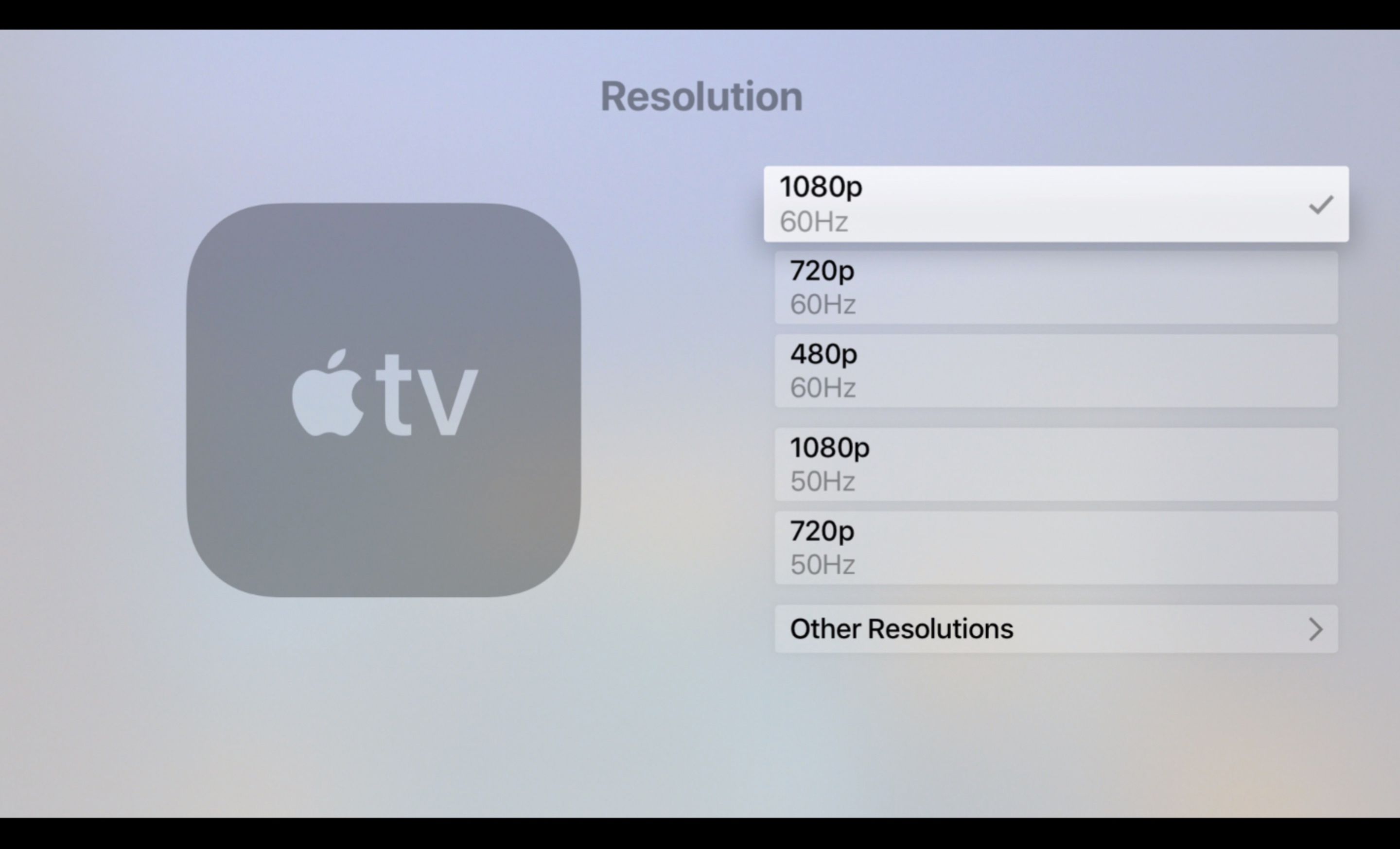 Upplösningsskärm på Apple TV