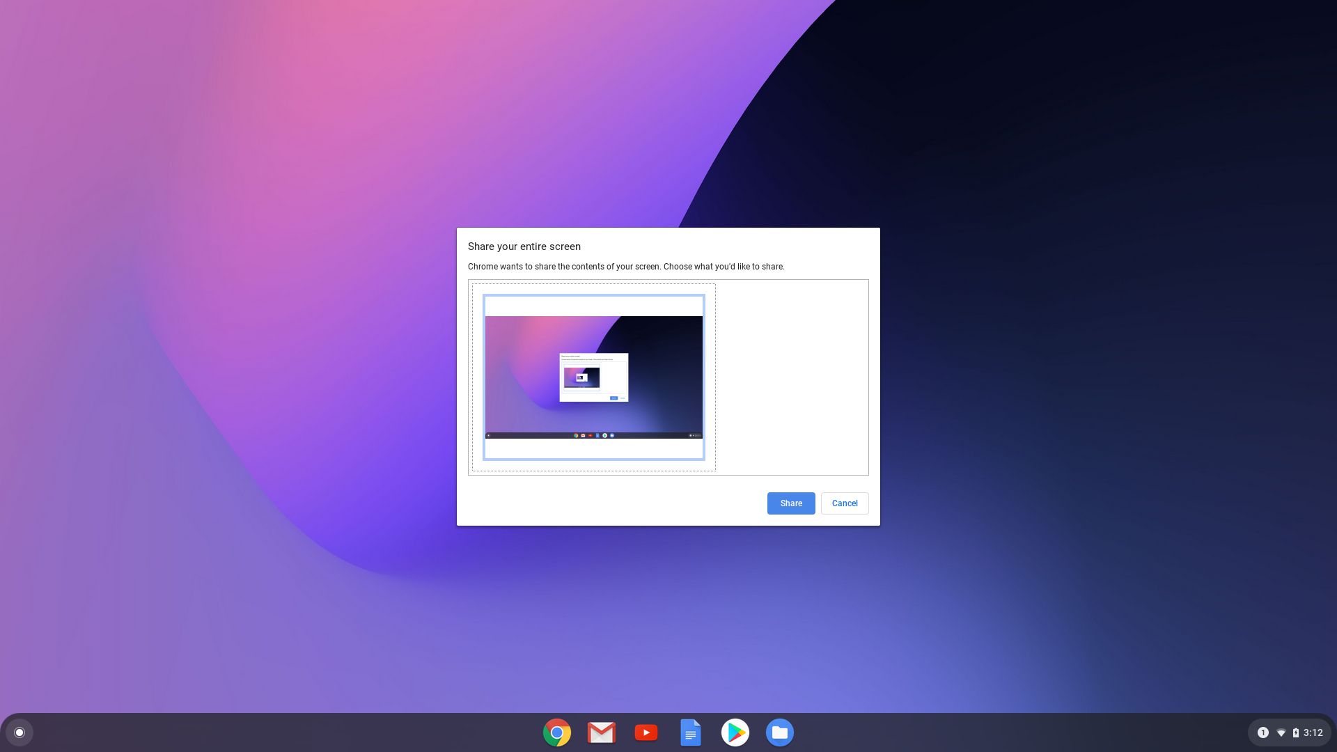 Chrome OS Chromecast skärmval