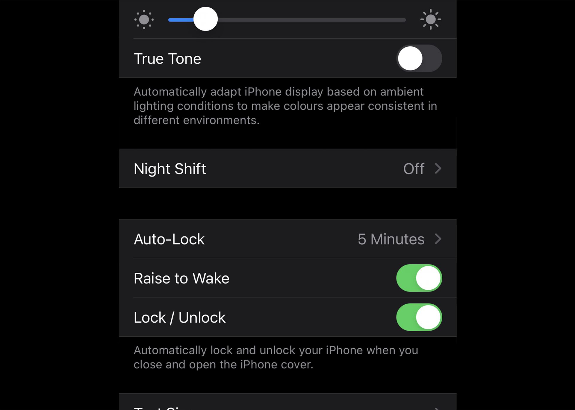 Inställningar för iPhone Night Shift.