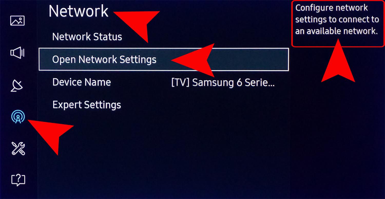 Samsung Smart TV Network Settings sida