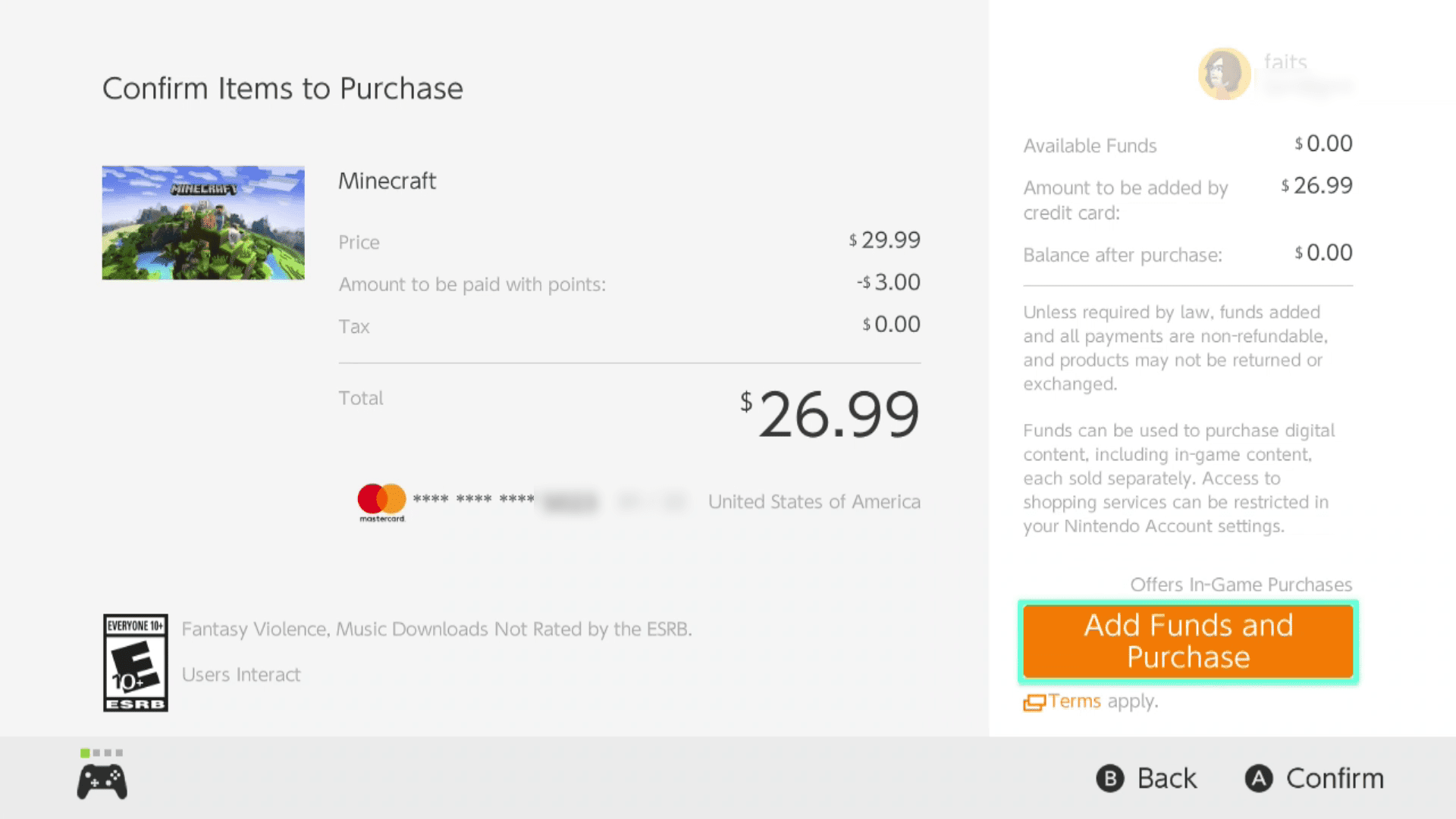 Lägg till medel och köp som du valt i Nintendo eShop.