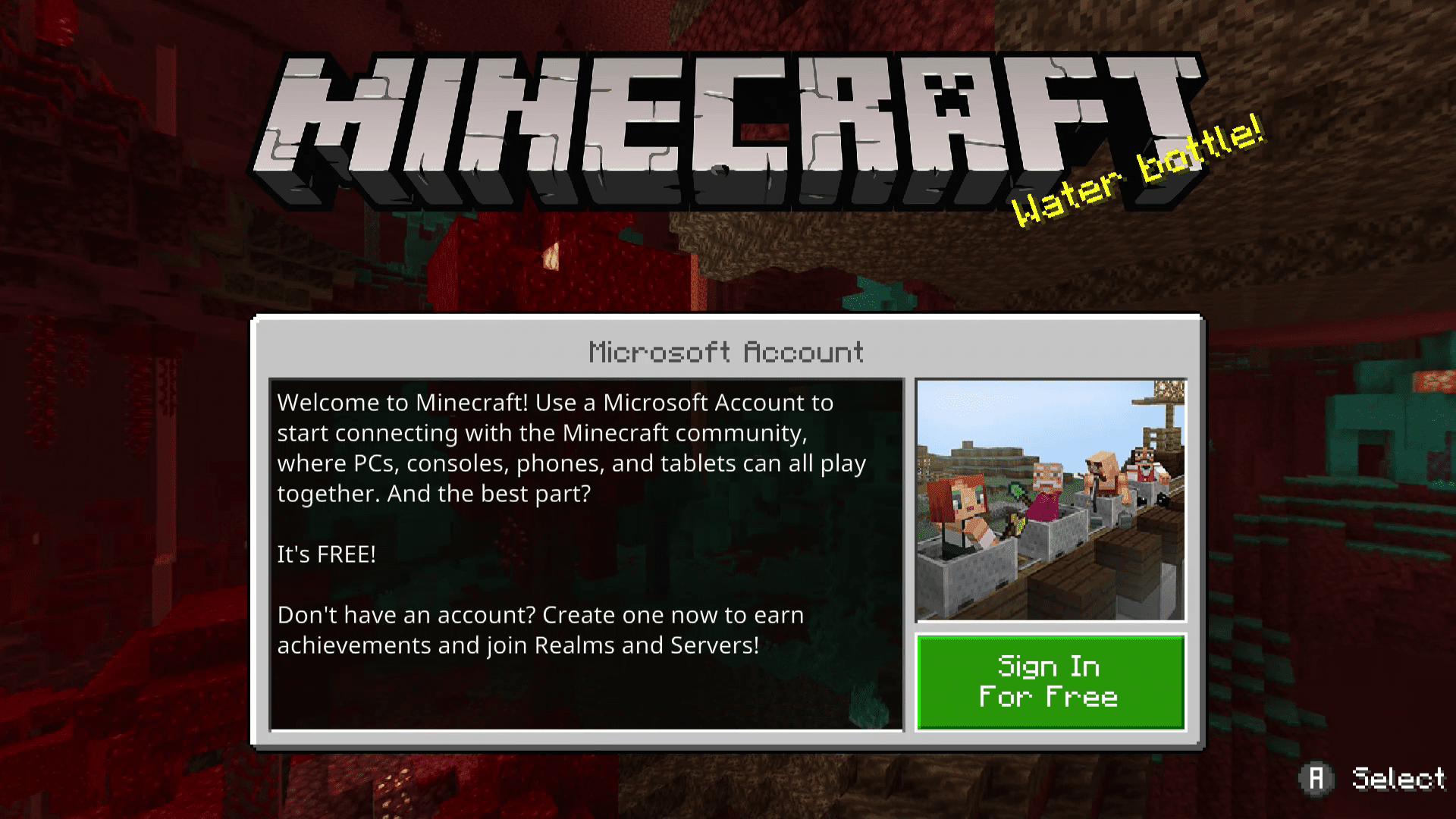 Logga in gratis markerat i Minecraft on Switch.