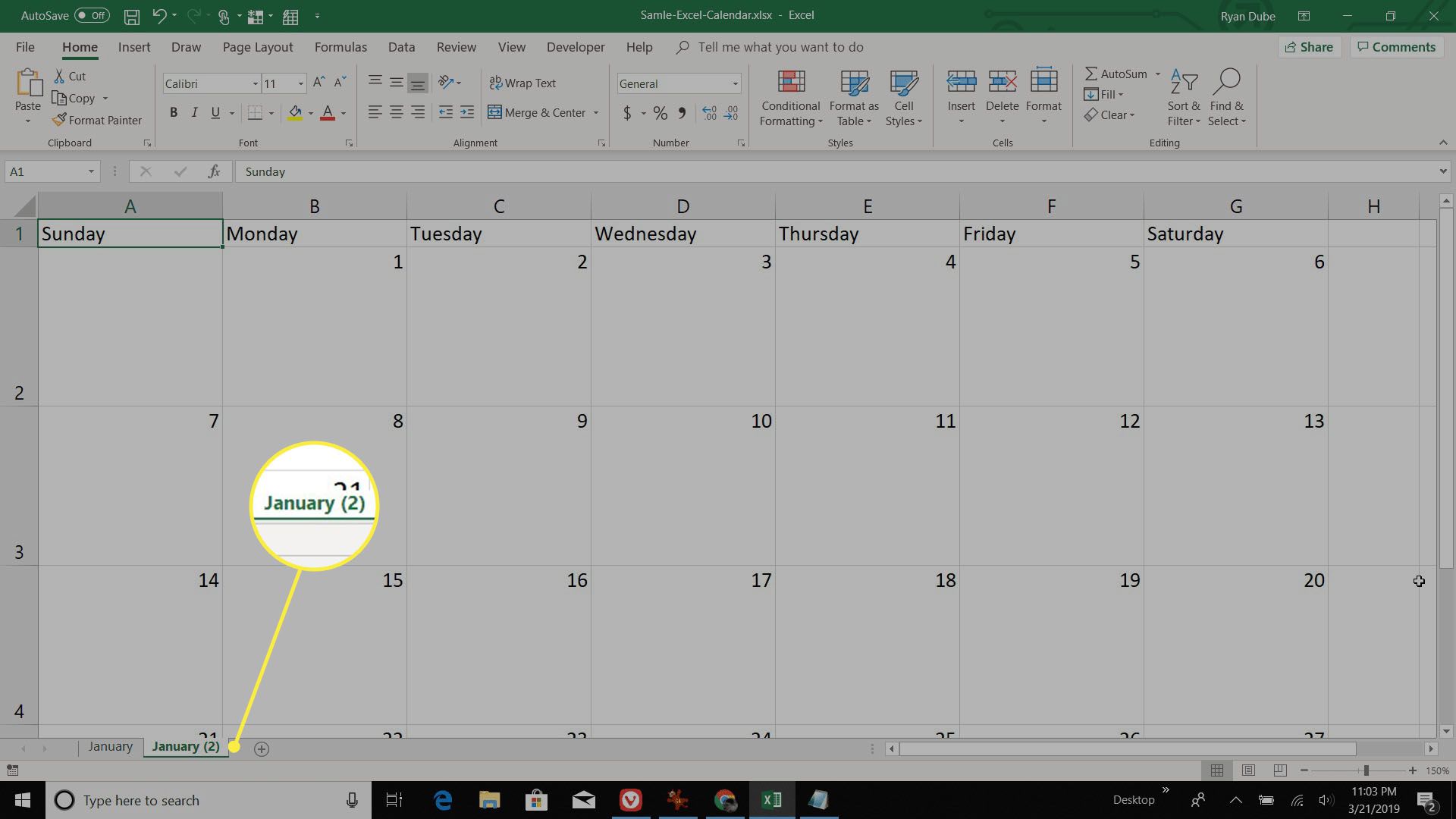 kopiera ett månadsark i Excel