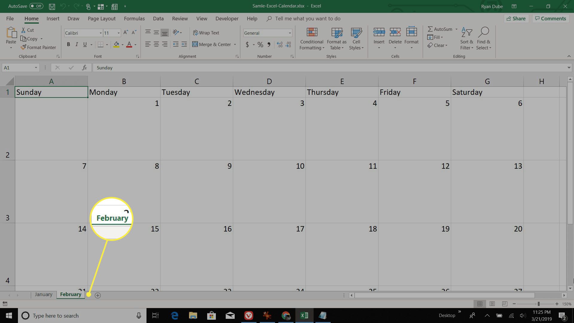lägga till nästa månad i Excel-kalendern
