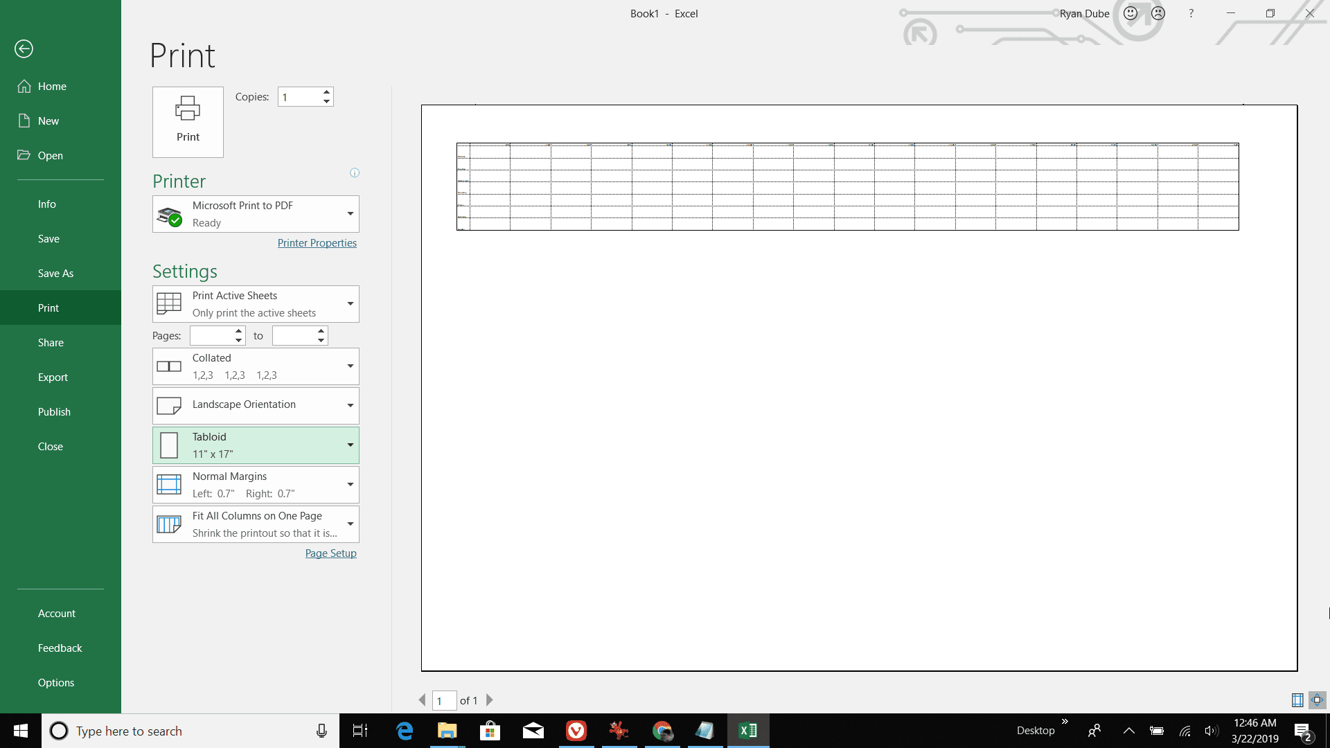 Skärmdump för att skriva ut den dagliga agendan i Excel