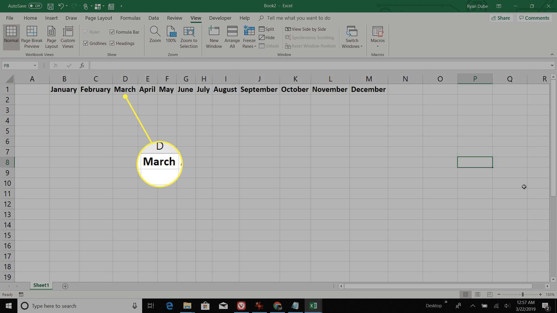 bygga den månatliga raden i Excel