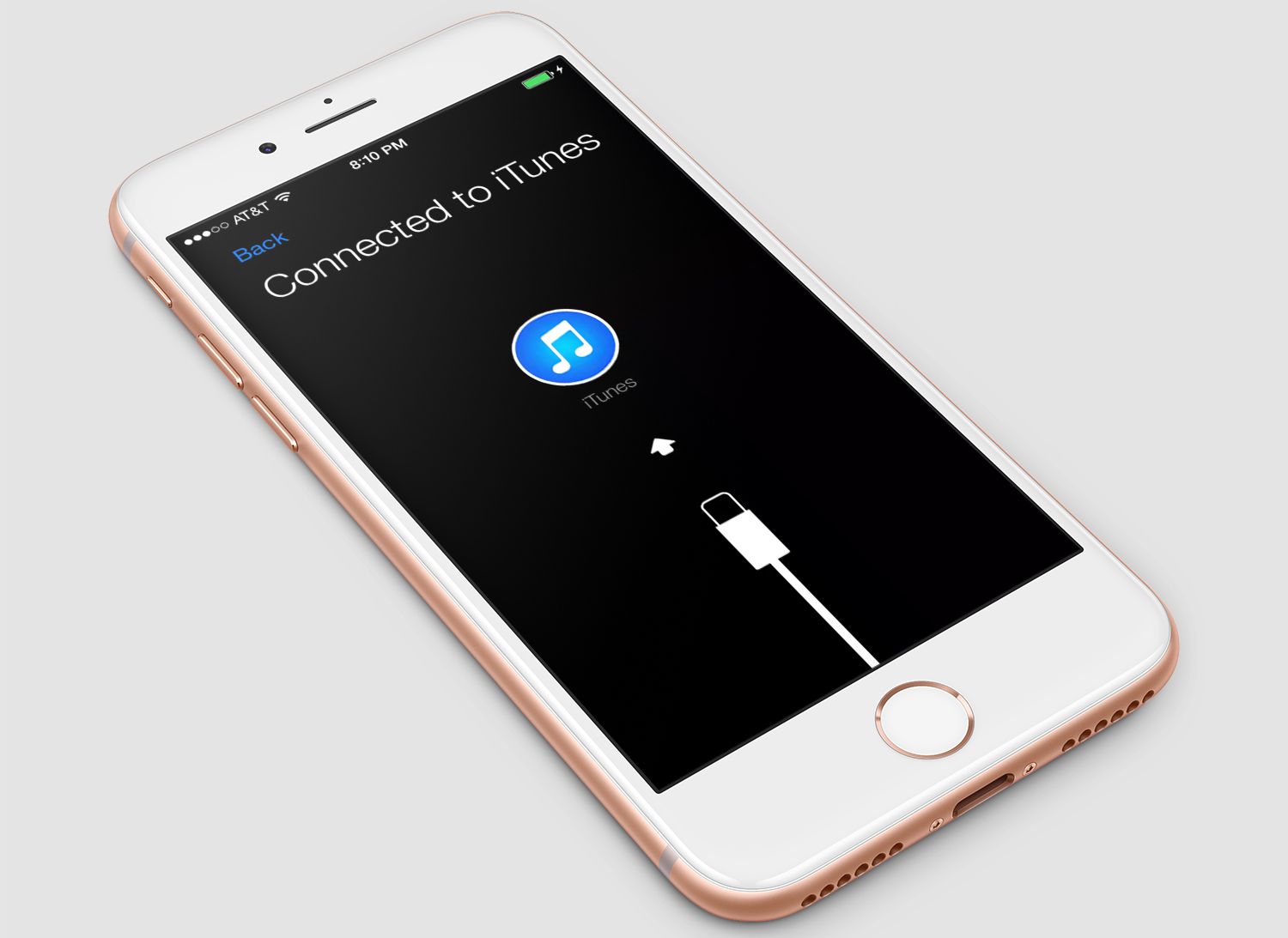 iPhone med ansluten till iTunes-skärmen på