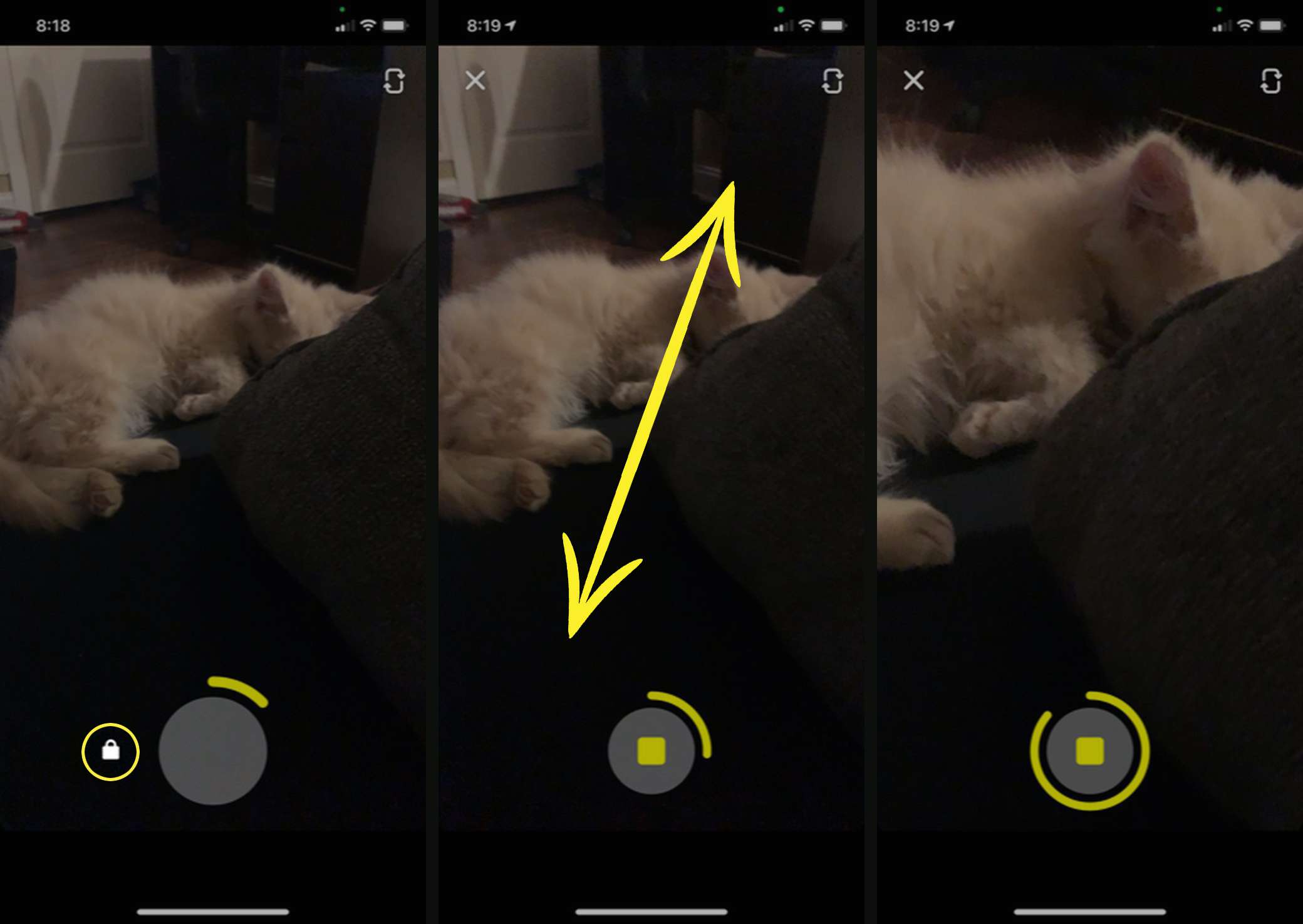 Zooma in när du använder video på Snapchat.