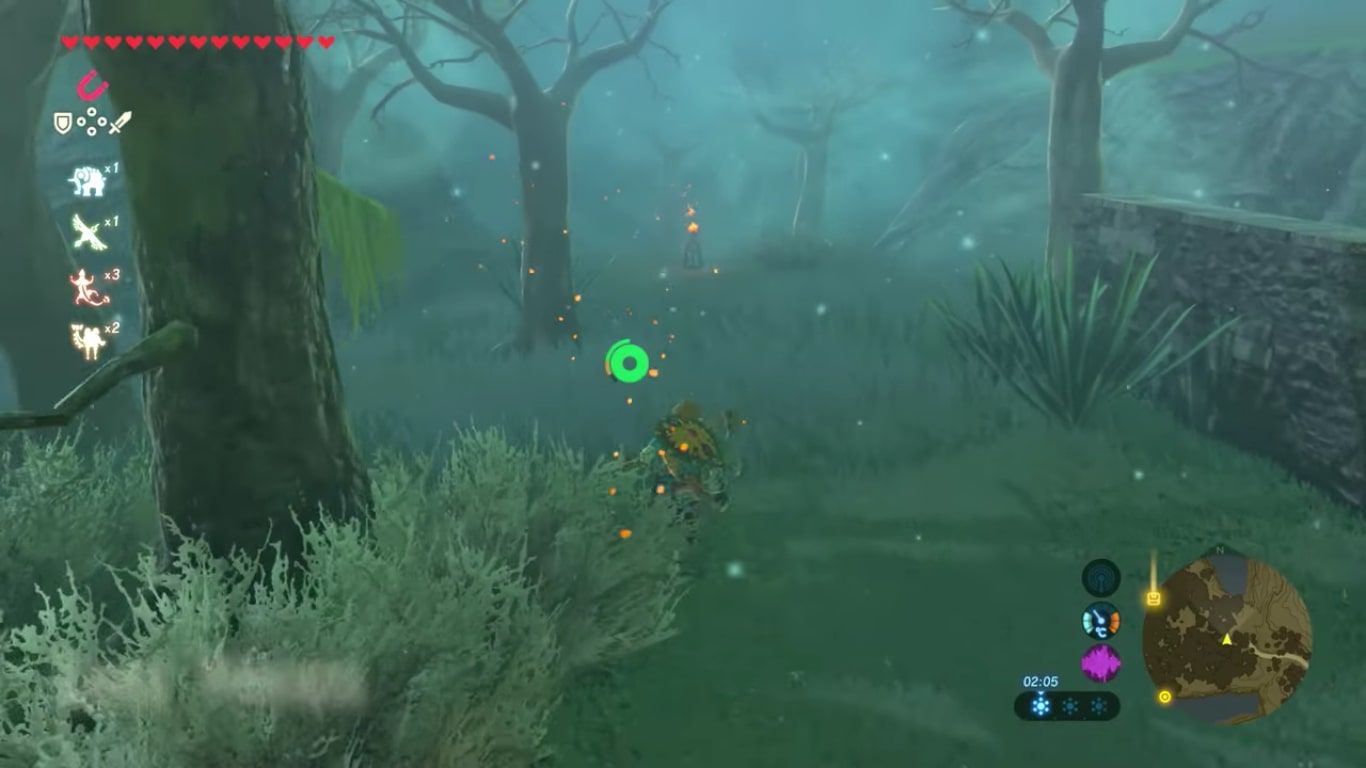 Länken går mot en fackla i Zelda: Breath of the Wild