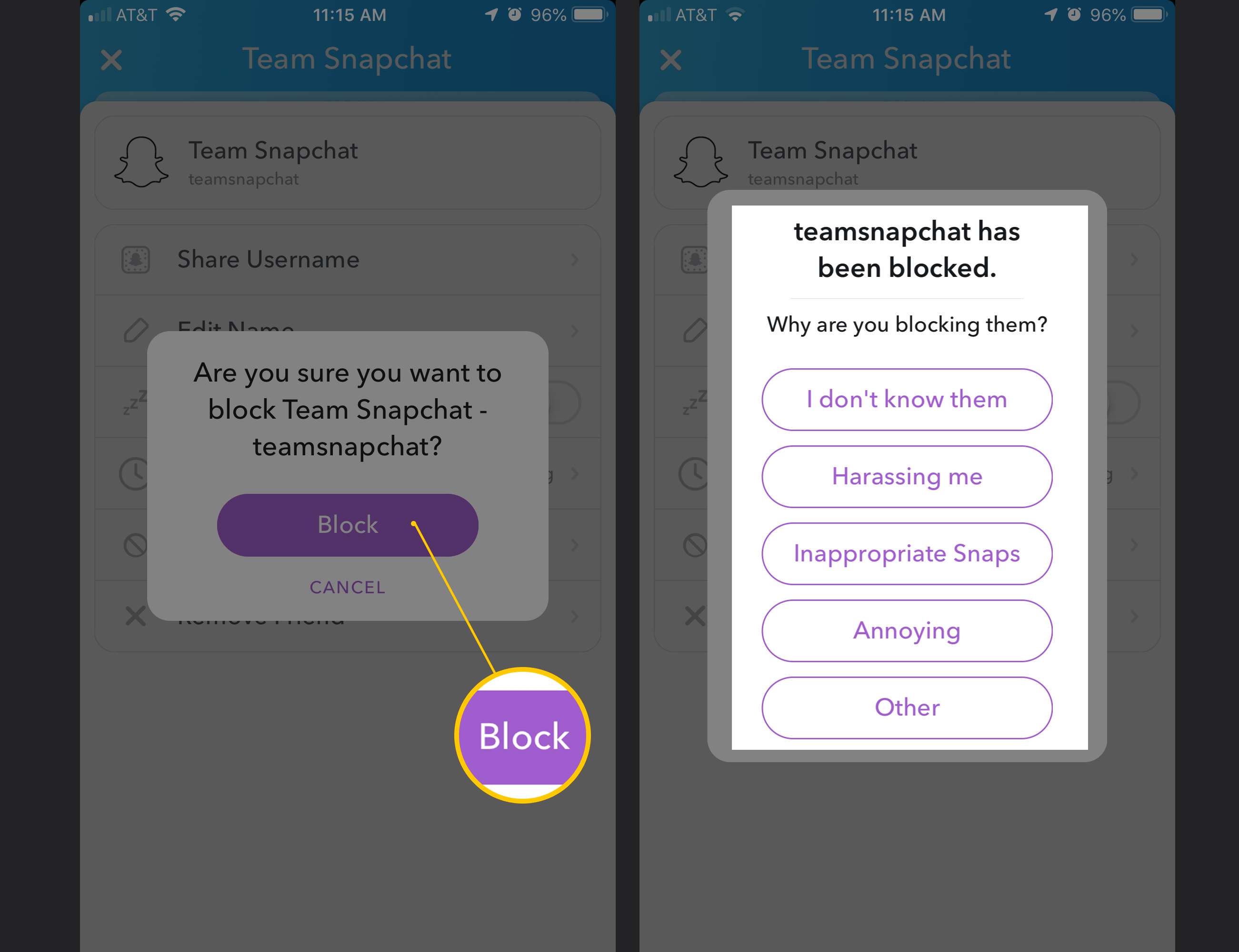 Blockera knapp och anledningar till varför skärmdumpar från iOS