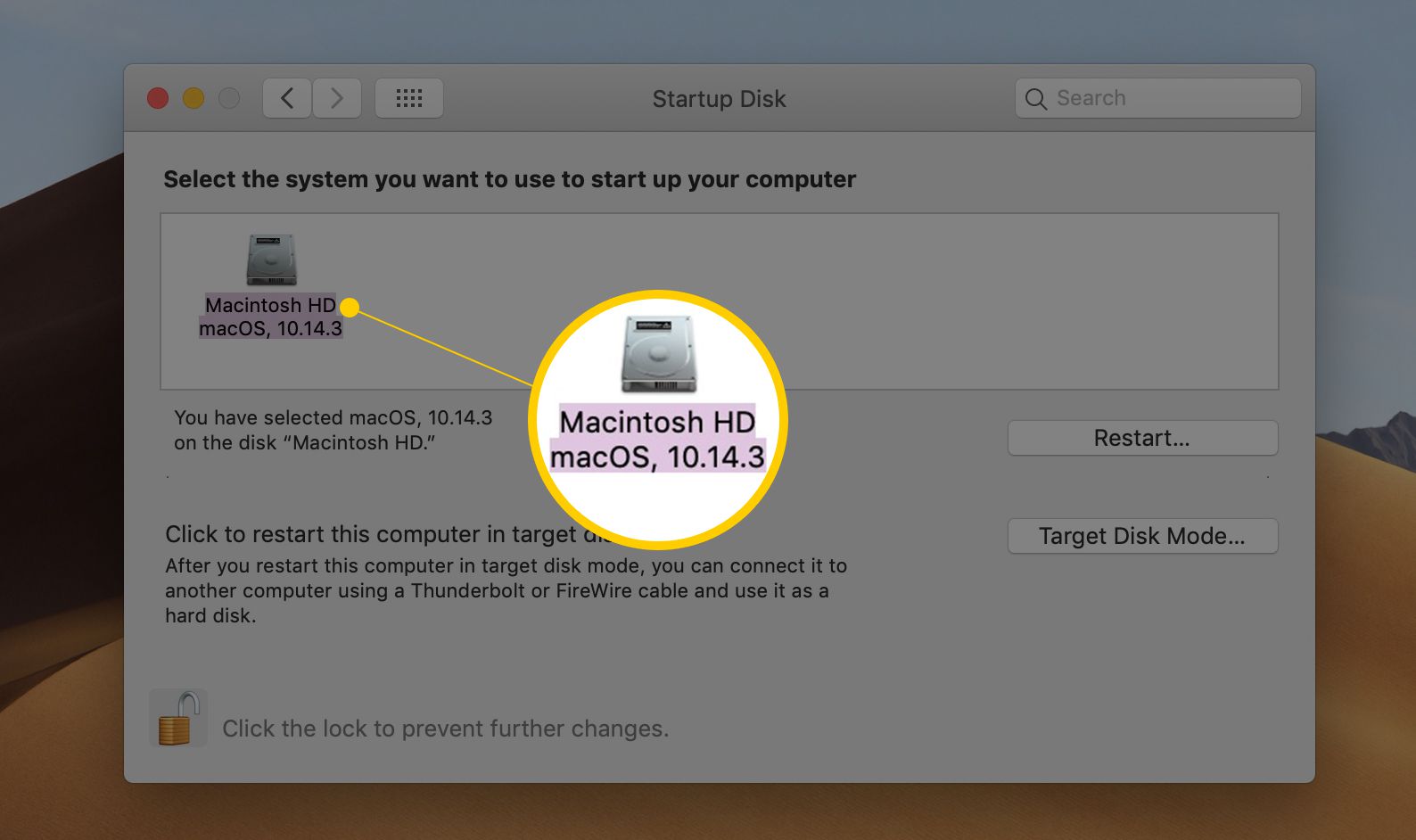Macintosh HD vald som startdisk