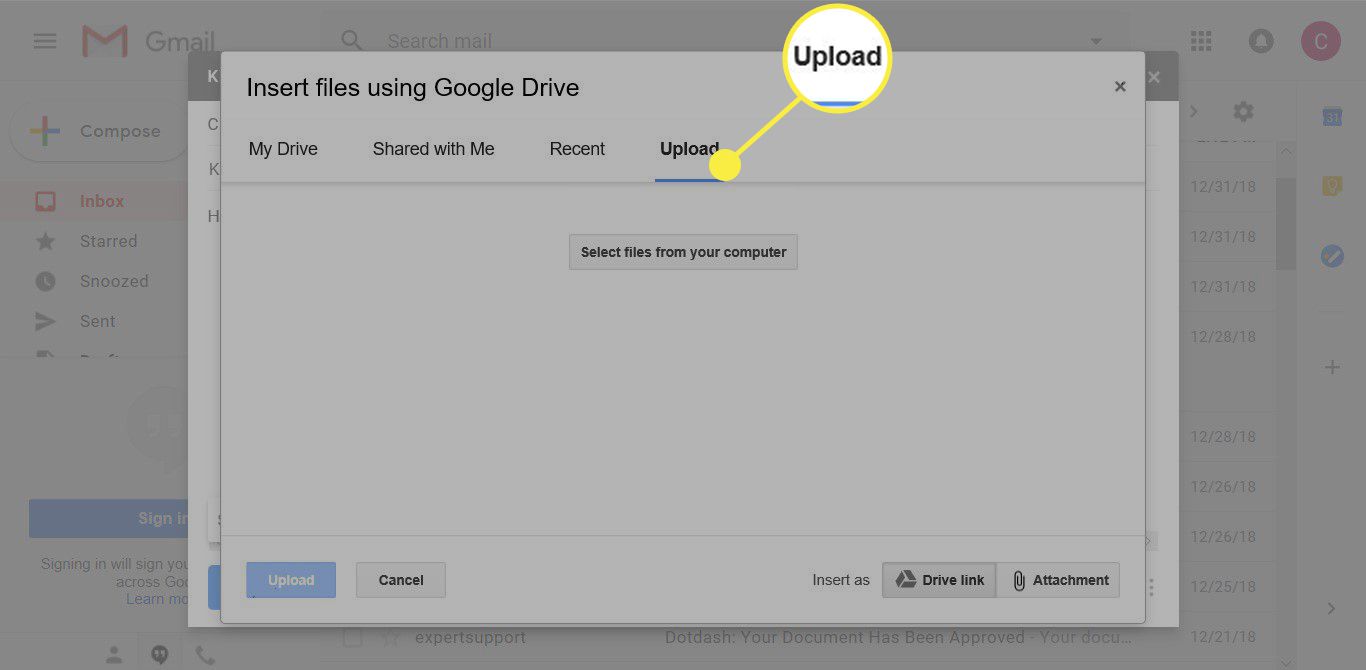 En skärmdump som visar hur man laddar upp en stor videofil till Google Drive