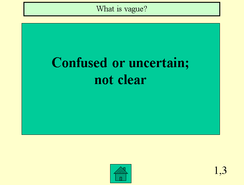 Skärmdump av en grön bild av en ordförråd Jeopardy PowerPoint-mall