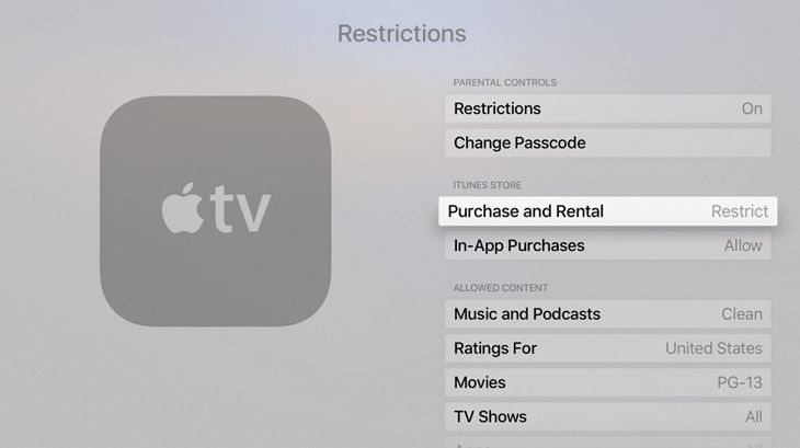 Apple TV iTunes föräldrakontroll