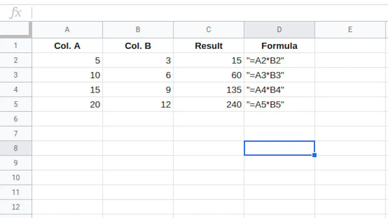 Google Sheets-formel överförs över kolumnen