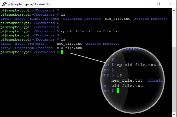 Cp-kommandot i terminalen hjälper till att kopiera filer