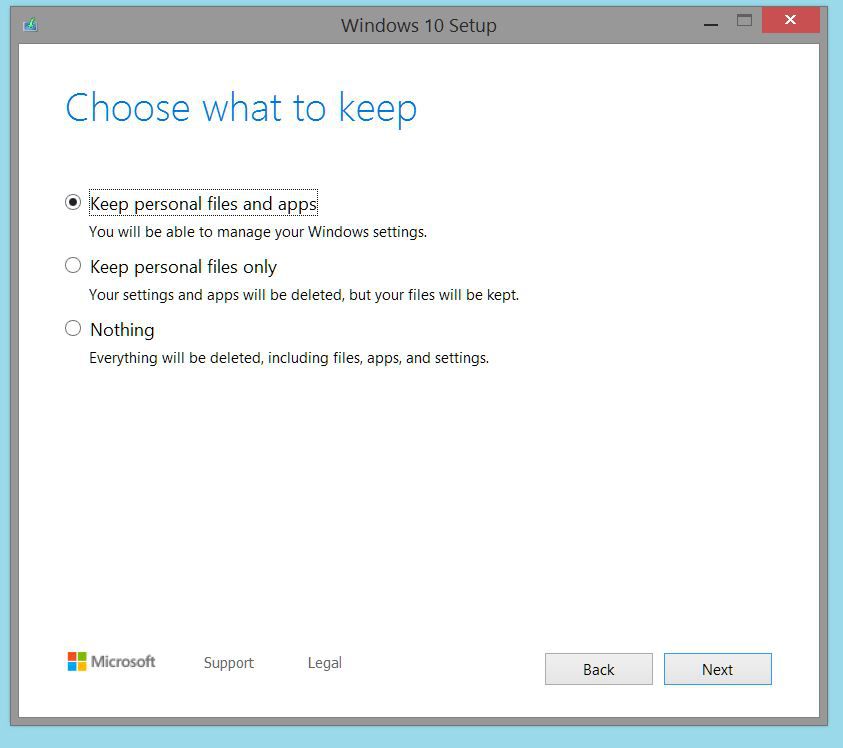 Windows 10 uppdatering välj vad du vill behålla