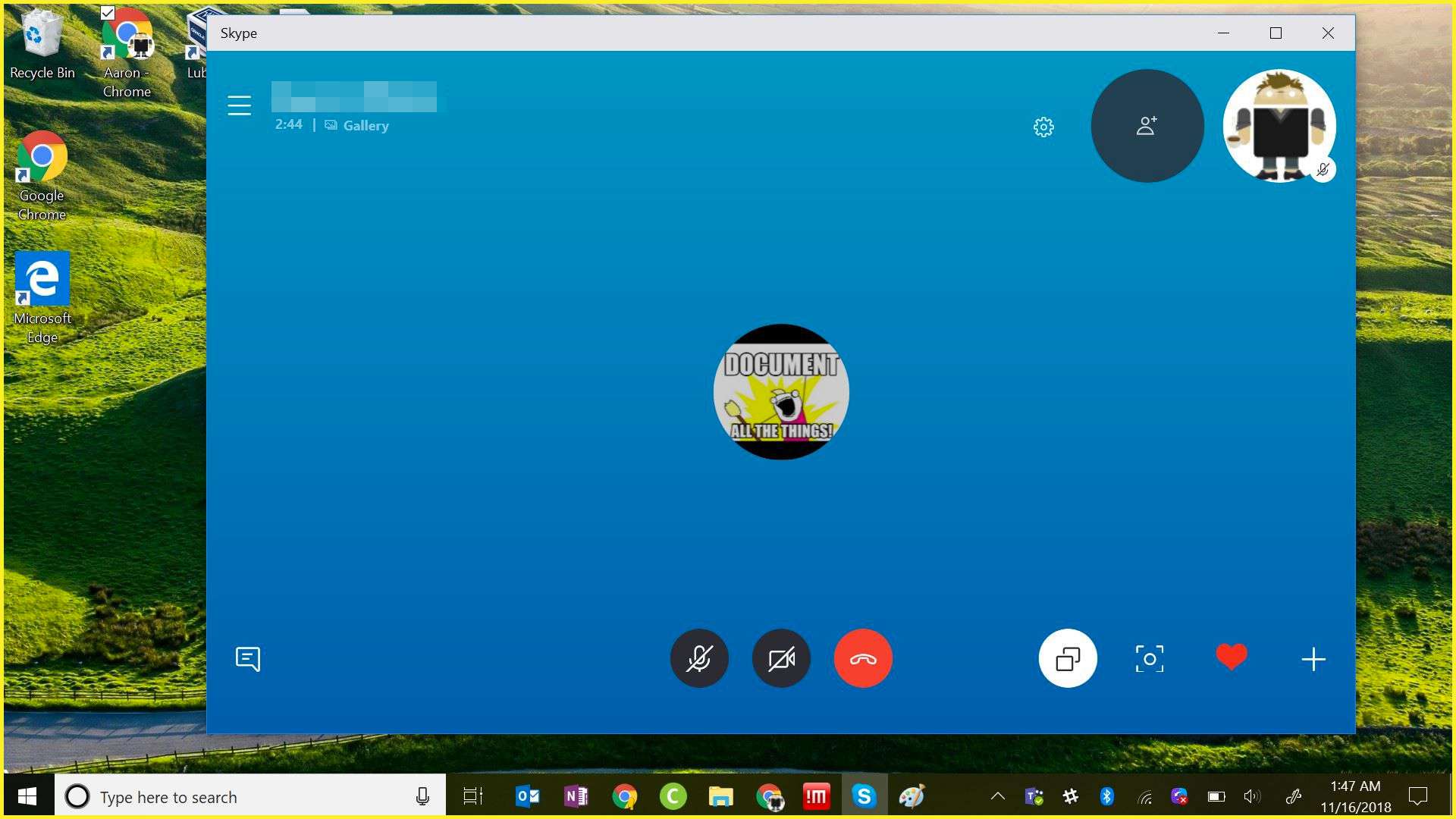 Skype gränsar till skärmen du för närvarande delar