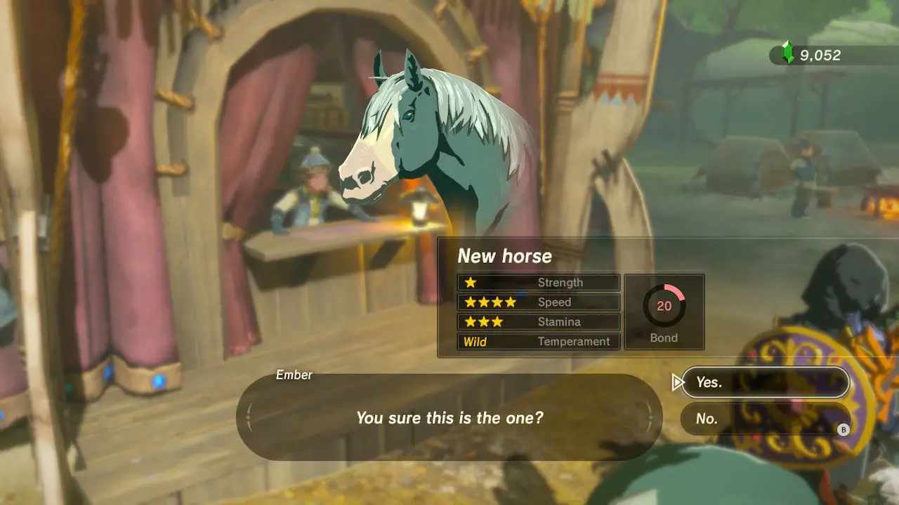 Bekräftar hästregistrering i Zelda: Breath of the Wild.