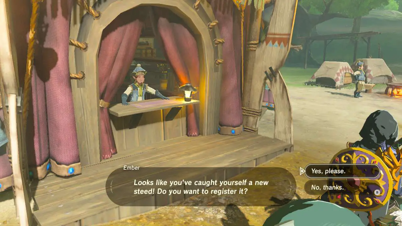 Registrera en häst i Zelda: Breath of the Wild.