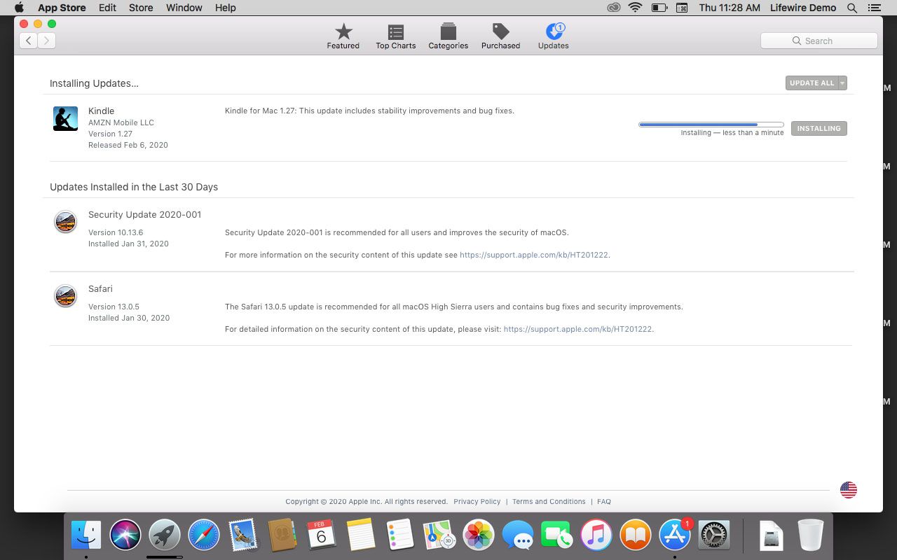 Uppdateringen installeras i App Store.