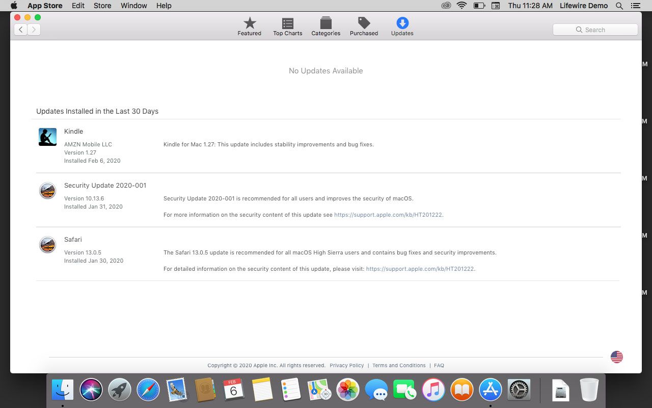 Installerade uppdateringar i App Store.