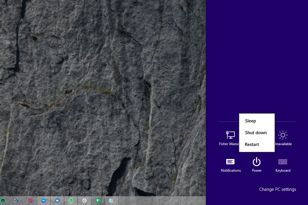 Windows 8 avstängningsmenyalternativ