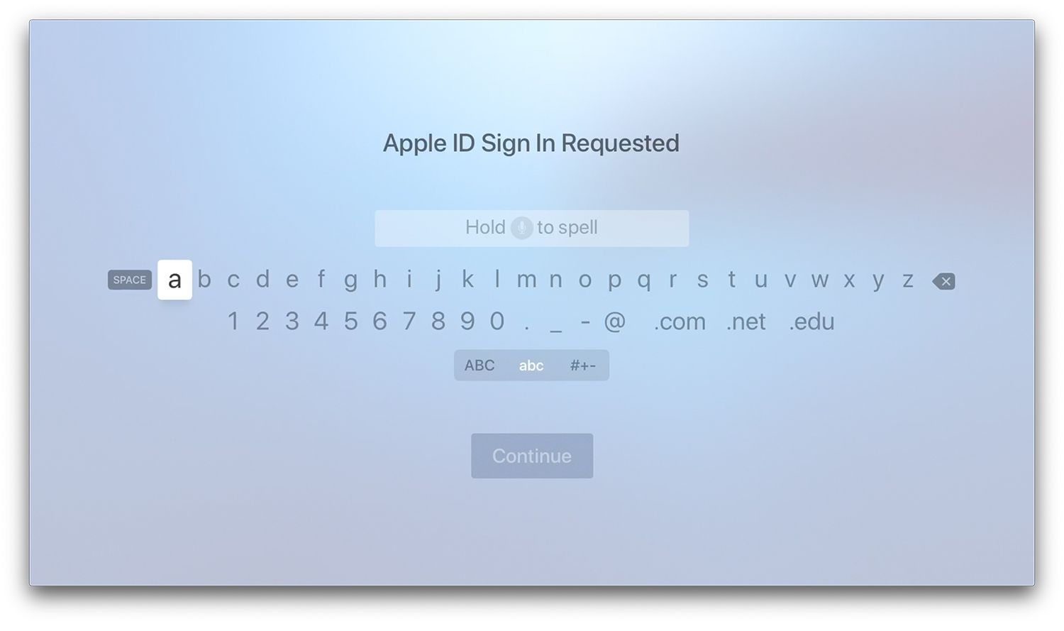 Ny Apple ID-inloggningsskärm på Apple TV