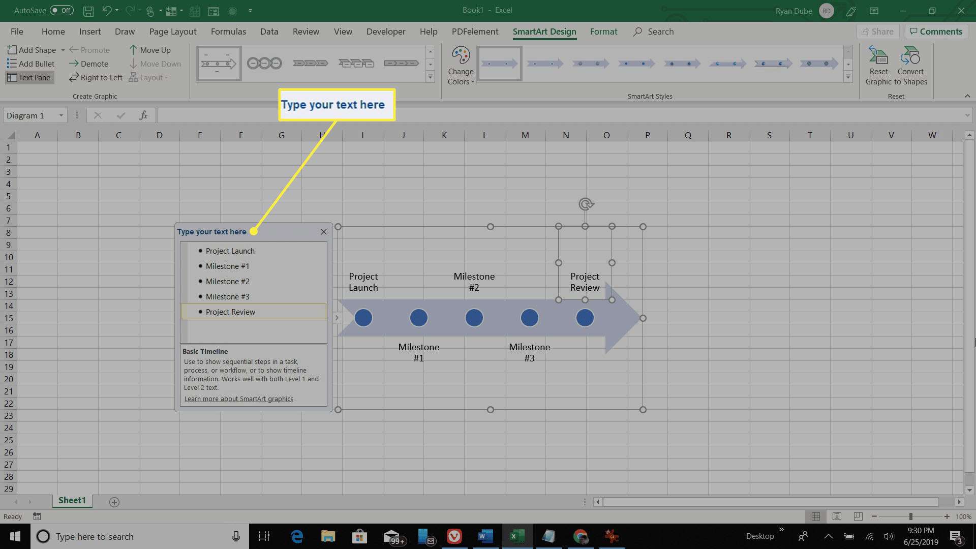 skapa en tidslinje i Excel