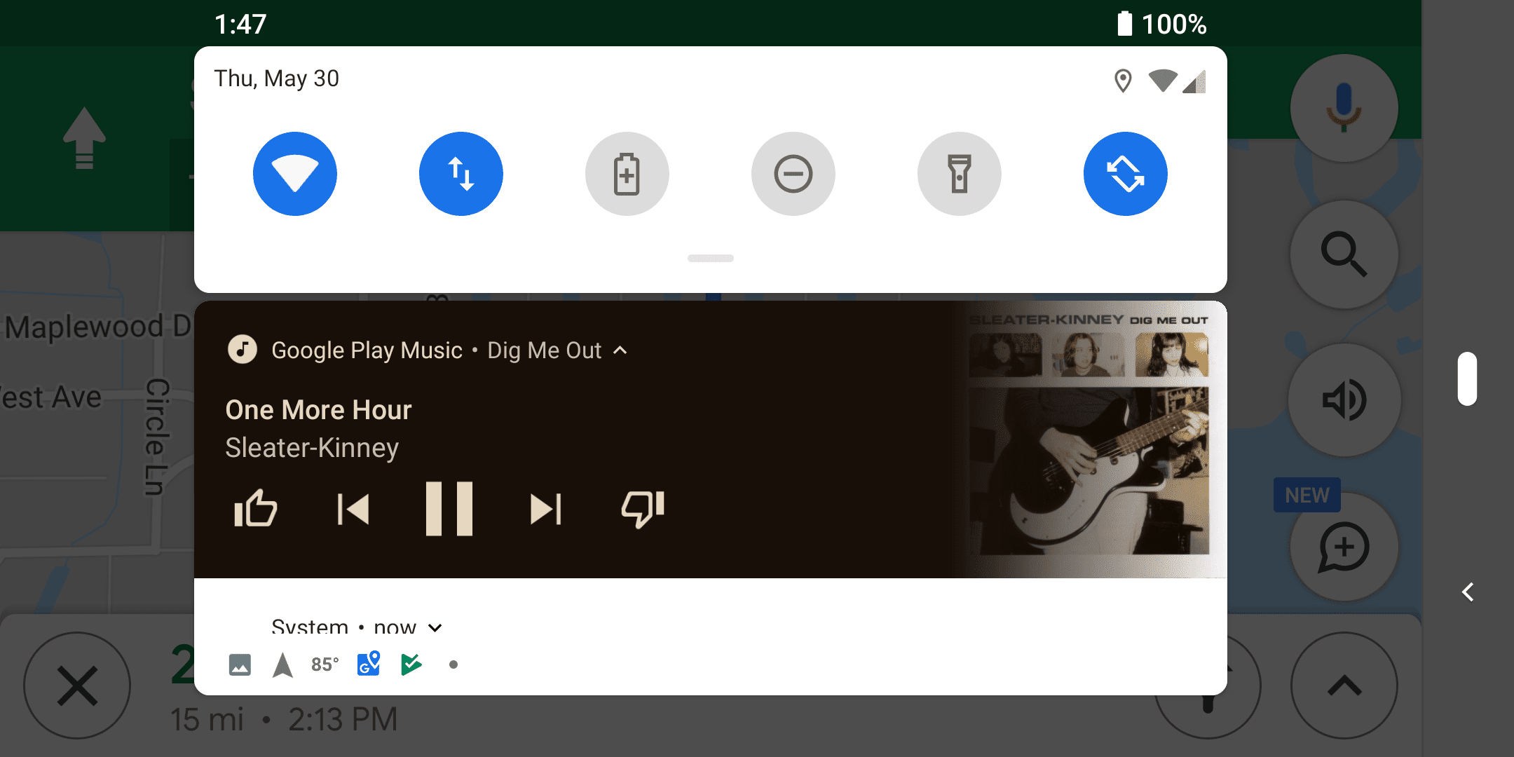 Google Music spelas med Google Maps aktivt