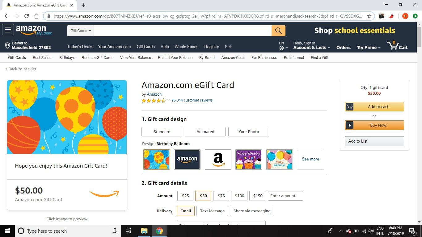 Välj den design du vill ha för ditt Amazon e-presentkort