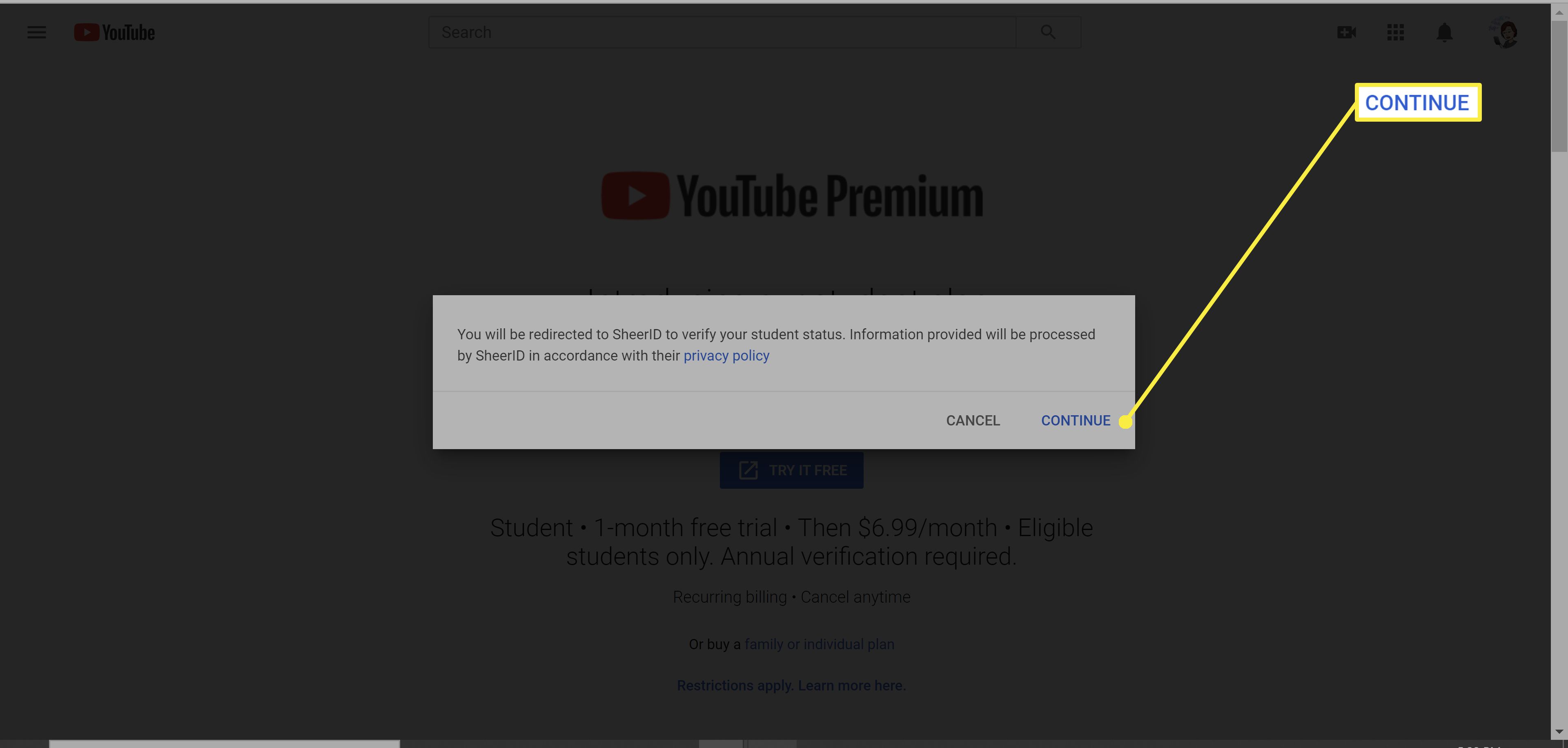 Anmälan till YouTube Premium Studentrabatt