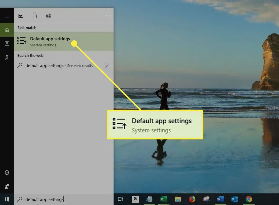 En skärmdump av Windows 10 med standardinställningen för appinställningar markerad