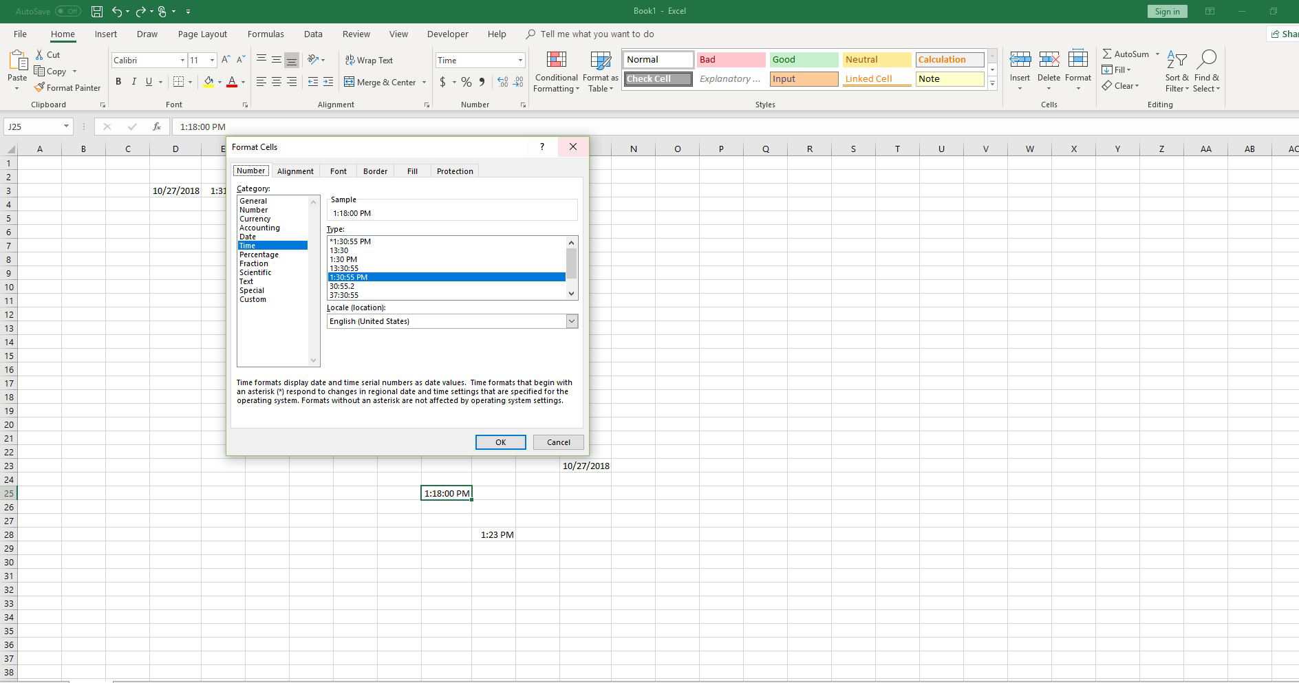 Anpassade datum- och tidsformat i Excel