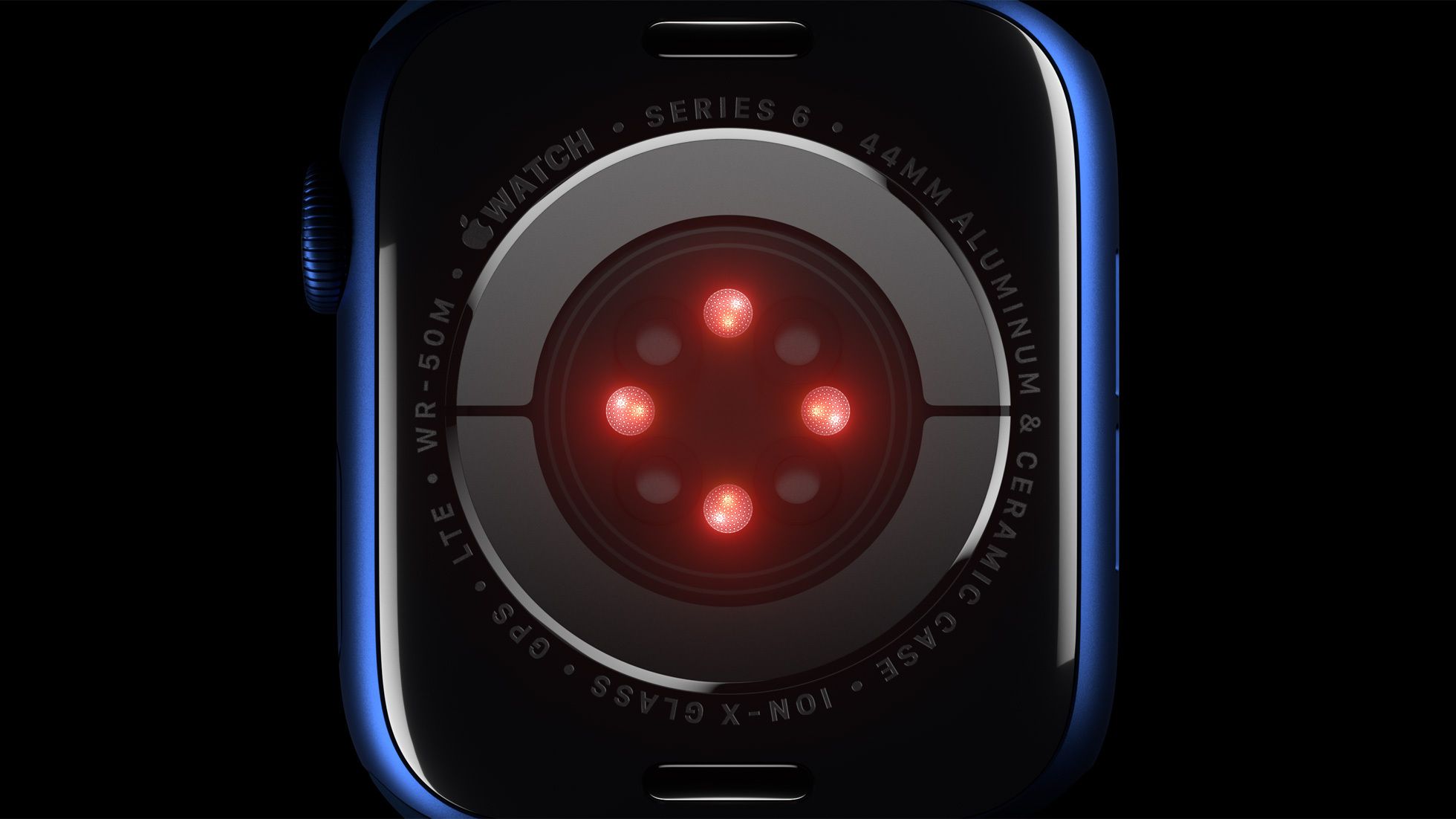 Apple Watch Series 6-sensor med röda lampor