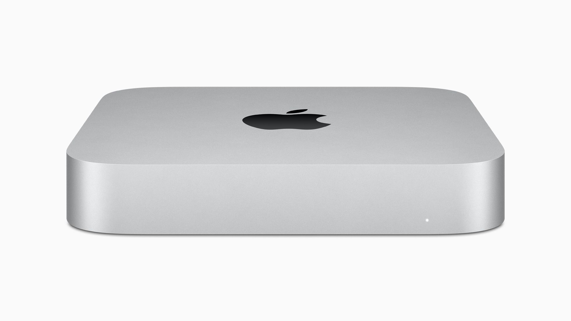 Apple Mac mini i silver på en vit bakgrund
