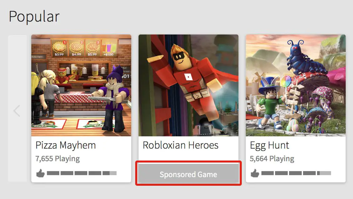 En skärmdump av populära spelarskapade Roblox-spel.