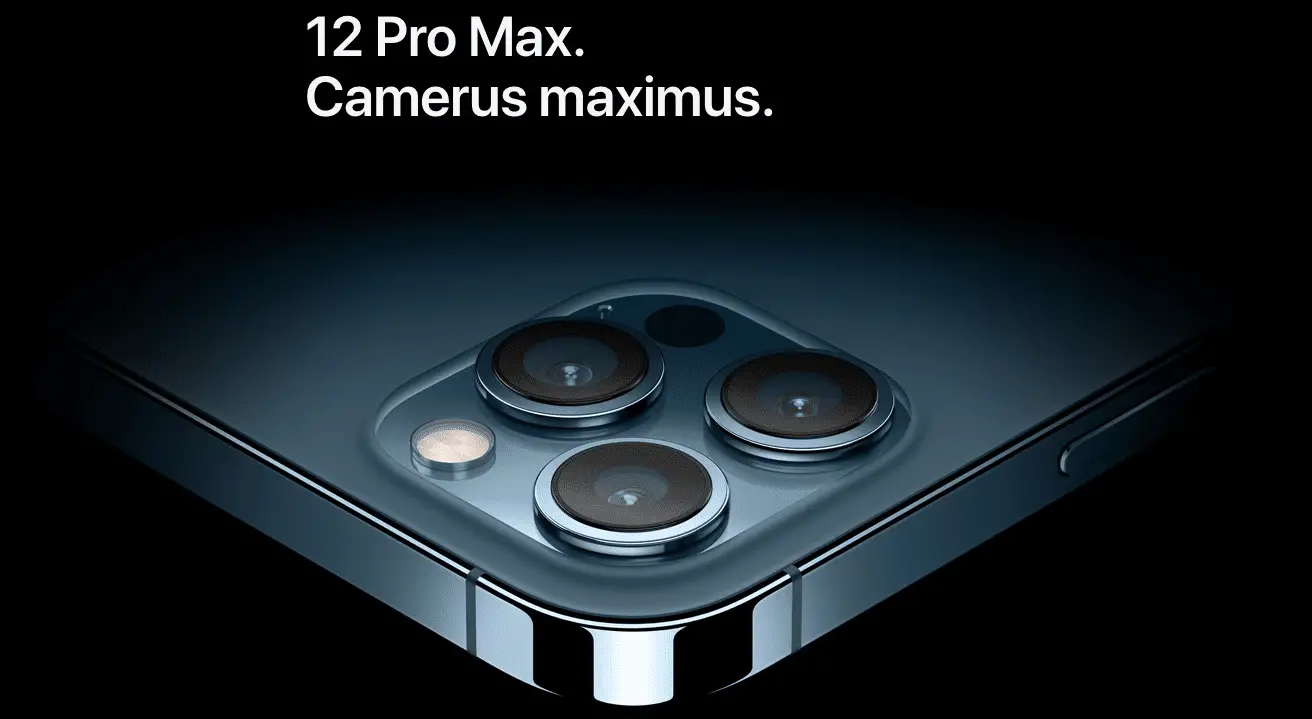 Promo-bild på iPhone 12 Pro Max som hänvisar till kameran som "camerus maximus" 
