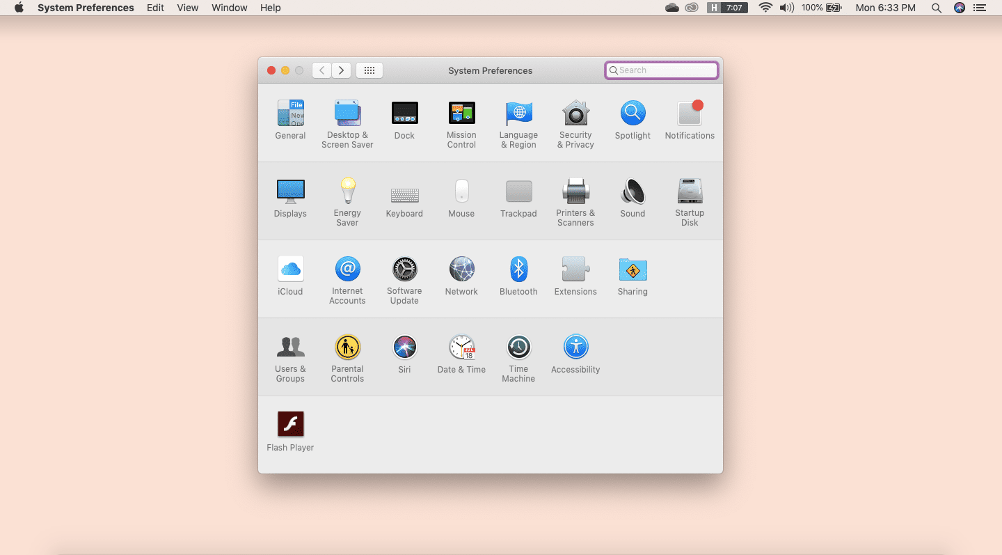 Systeminställningar på Mac