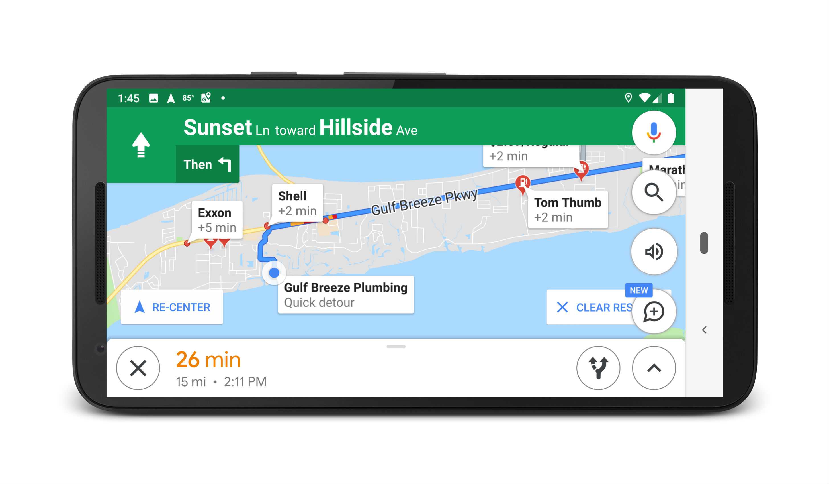 Google Assistant visar bensinstationer i Google Maps