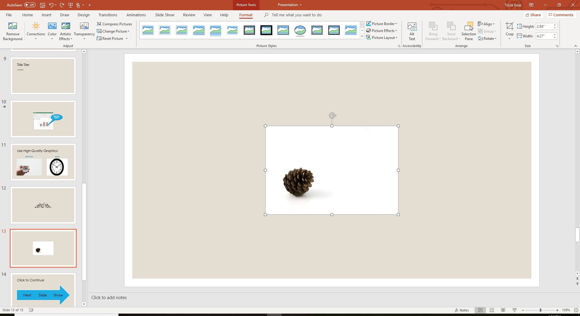 Fliken Formatverktyg i PowerPoint-skärmdump