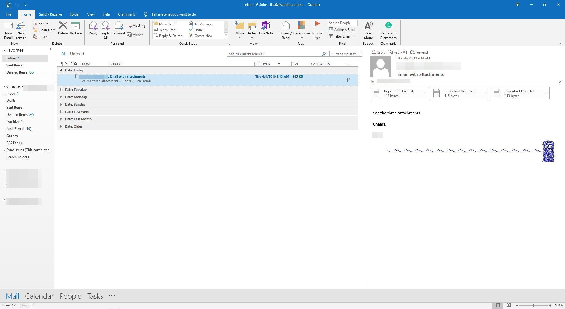 Visa ett e-postmeddelande i förhandsgranskningsfönstret i Outlook.