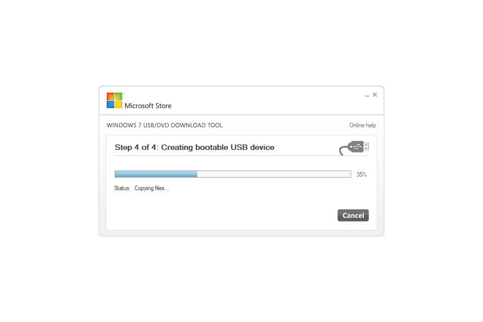 Kopiera filens statusskärm i Windows 7 USB / DVD-nedladdningsverktyget